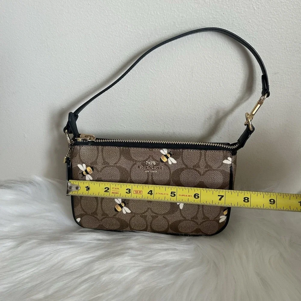 Coach Nolita 19 Signature Canvas Honey Bee Print Wristlet Brown Black Bag - Picture 7 of 9